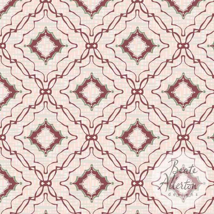 delicate geometric pink red tile grid seamless pattern available for licensing