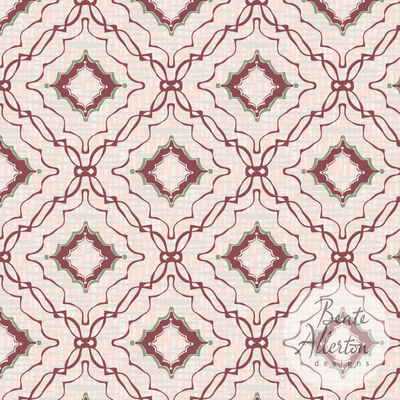 delicate geometric pink red tile grid seamless pattern available for licensing