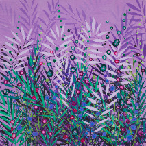 Cromer Grasses Purple print Becca Clegg Cromer Grasses Turquoise purple Green Pink wildflowers