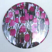 76mm round mirror - Pink Tulips Design Becca Clegg Mirror decorative flowers gift pocket vanity