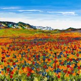Orange Poppies with Cornflowers Giclee Print