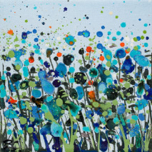Pale Blue Dancing Flowers Print Pale Blue Dancing Flowers Print Becca Clegg