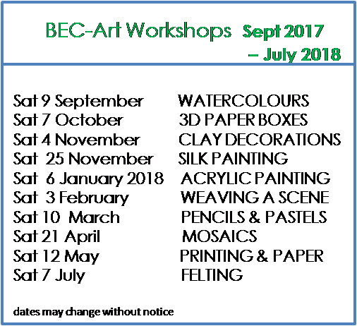September 2017 - July 2018 - Monthly Workshops