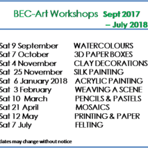 September 2017 - July 2018 - Monthly Workshops