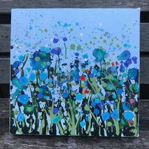 Tiny Turquoise Dancing Flowers III