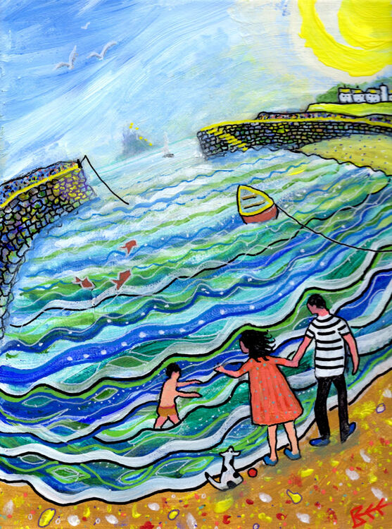 By the Seaside contemporary naive art by Bee Skelton
