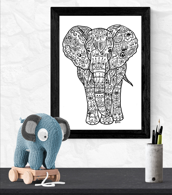 elephant art print by Bee Skelton