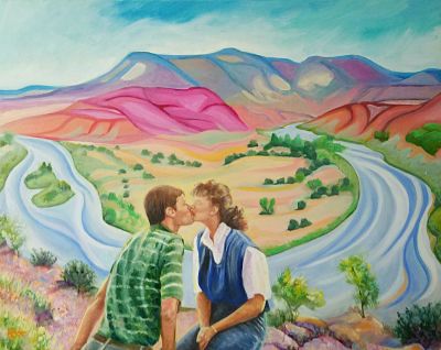 custom people in landscape, inspired by Georgia OKeefe - Bee Skelton