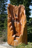 Wood carvings at the summint of Grouse Mountain near Vacouver