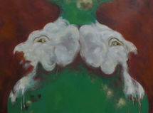 Grey and Green (Ornament) (2020) 100cm x 150cm oil on jute