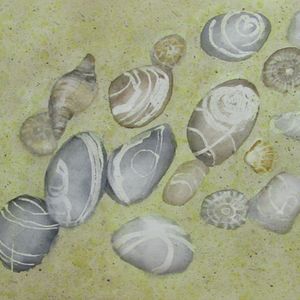 Widemouth Bay Pebbles watercolour