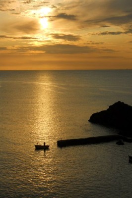 Golden Sunset and Fishing Boat