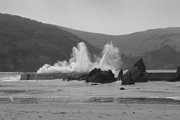 Waves Pounding the Sea Wall