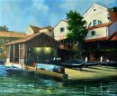The Gondola Yard, Venice (Acrylic) 15x17in