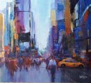 Along Broadway, NYC (Acrylic) 19x21in