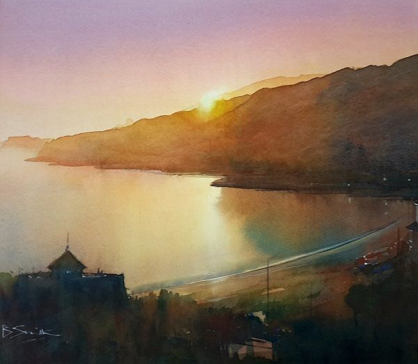 Last Light, Ventnor (Watercolour) 34x42cm