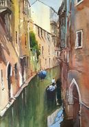 Quiet Canal, Venice (Watercolour) 50x44cm