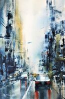 New York in Yellow and Grey (Watercolour and ink) 33x22cm