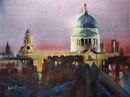 St Pauls Lit Up (Ink and Watercolour) 34x42cm