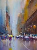 Wet Evening in Manhattan (Watercolour) 42x34cm