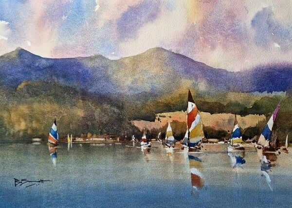 Sailing on Windermere (Watercolour) 25x34cm