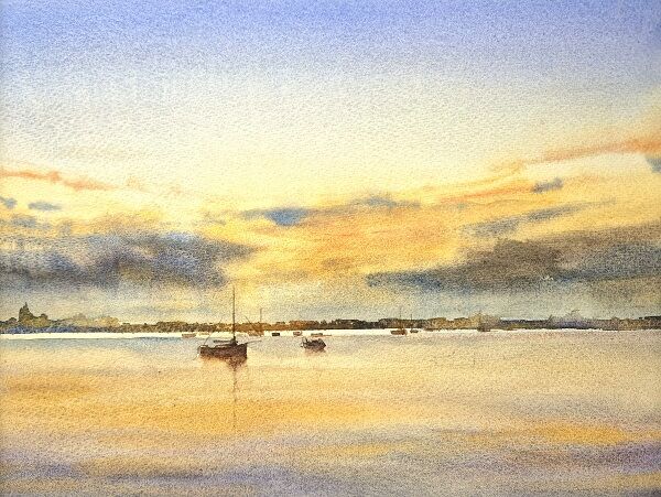 Evening Light, Bosham (Watercolour) 34x42cm