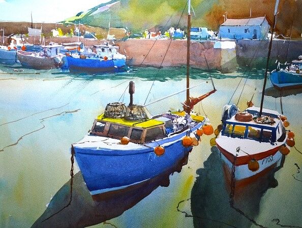Bright Boats, Mevagissey (Watercolour) 34x42cm