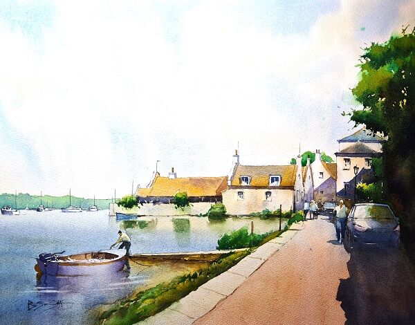 Ferry Road, Topsham (Watercolour) 34x42cm