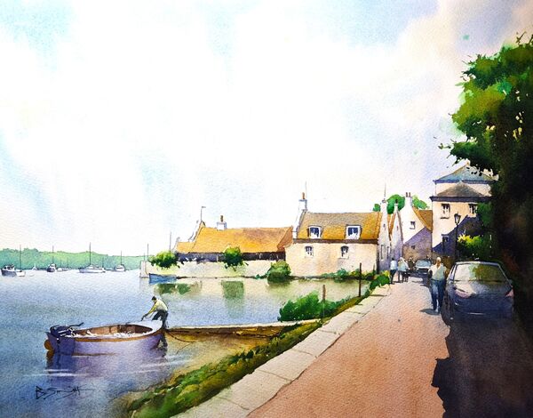 Ferry Road, Topsham (Watercolour) 34x42cm