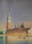 San Giorgio Dusk (Watercolour) 13x17in