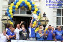 Adrian Morley leading the celebrations at the Town Hall