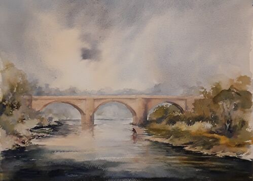 Salmon fishing the Bridge pool on the Tweed at Norham.