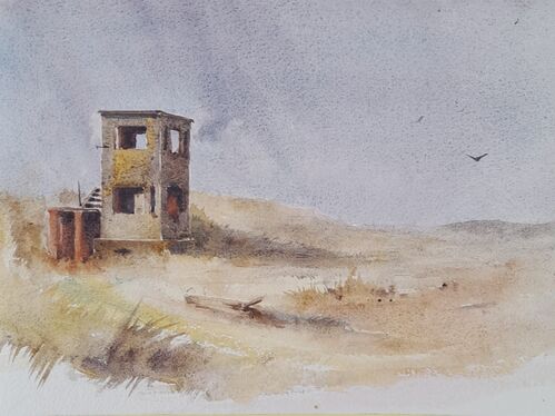 Ww2 lookout tower near Goswick. Northumberland coast.