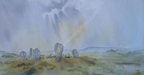 Duddo Stanes. A watercolour on Saunders Waterford paper. (Sold)