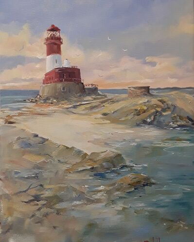 Longstone lighthouse, oil on canvas.