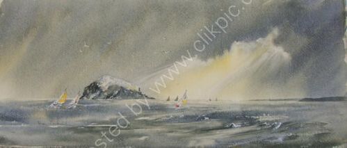 Rain squall over Bass Rock. ( Sold )
