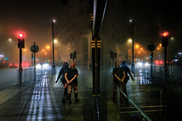 Foggy night reflection