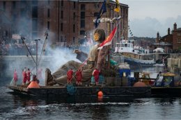 Giant on his raft in Canning dock