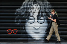 John Lennon window shutter by Paul Curtis
