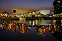 Love locks over Canning Dock