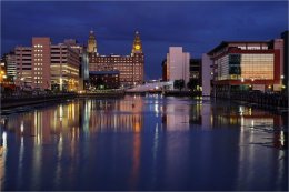 Princes Dock Liverpool night colours