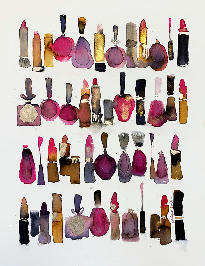 Four Rows of Lipsticks and Nail Polishes