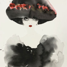 Hat with Red Flowers