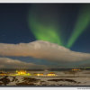 Aurora over Icelandic dwellings