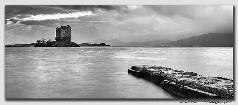 Castle Stalker - Black & White - Panorama
