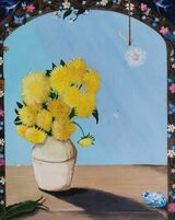 12 Dandelions (2 milk thistles and a blue & white china frog)