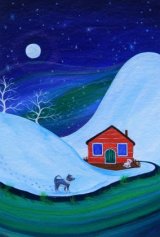 Red Cottage with Rocking Chair