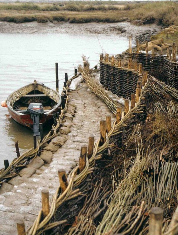 Burnham Willow Erosion Project. Using a Brancaster Flat at Burnham Overy Staithe