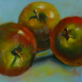 Green and Red oil 8"x8"