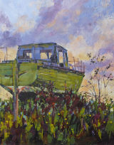 boat at paglesham, acrylic on 3D canvas 18 x 14"